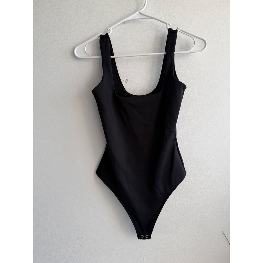 Good American Womens Black Scoop Neck Thong Bodice Bodysuit GB0375 Size 1 S